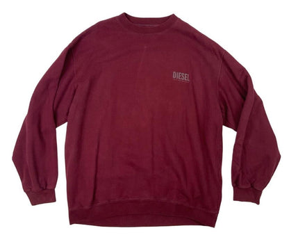 VTG Y2K DIESEL BURGUNDY CREW NECK LOGO SWEATSHIRT SIZE L