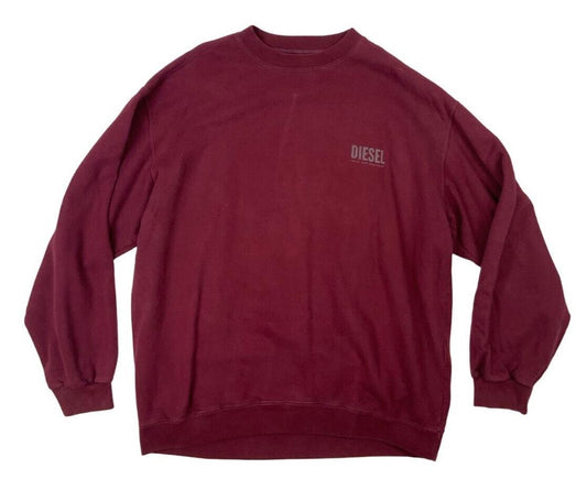 VTG Y2K DIESEL BURGUNDY CREW NECK LOGO SWEATSHIRT SIZE L