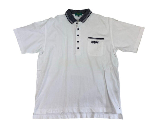KENZO GOLF WHITE CHETS POCKET POLO SHIRT SIZE L
