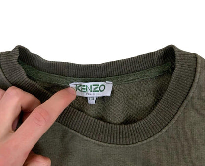 KENZO GRAPHIC LOGO KHAKI GREEN CREW NECK SWEATSHIRT SIZE L