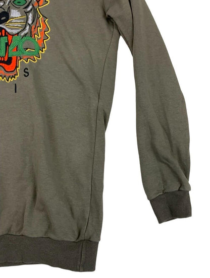 KENZO GRAPHIC LOGO KHAKI GREEN CREW NECK SWEATSHIRT SIZE L