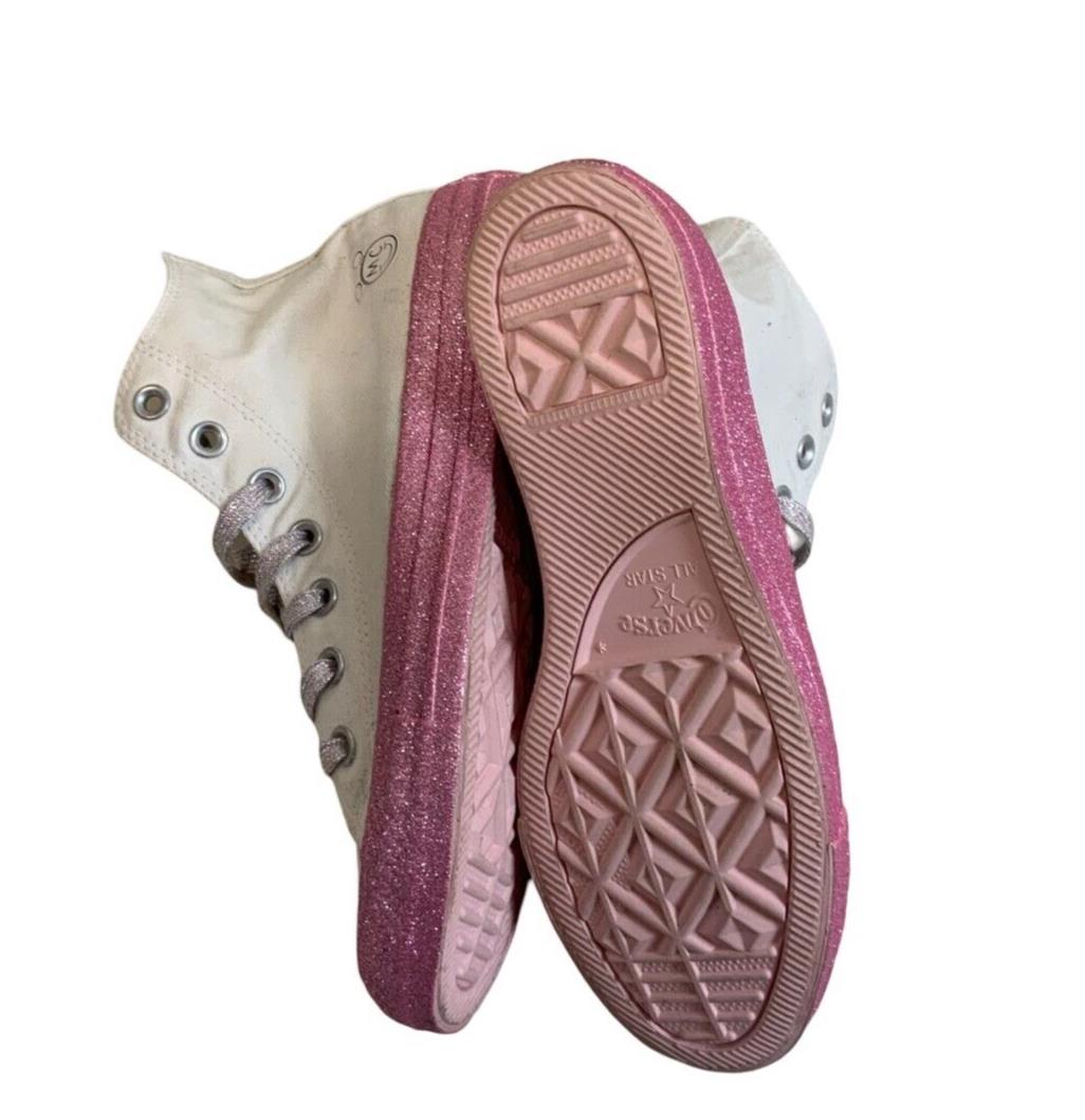 CONVERSE CHUCK TAYLOR HI TOP X MILEY CYRUS GLITTER PINK WHITE SIZE UK 5