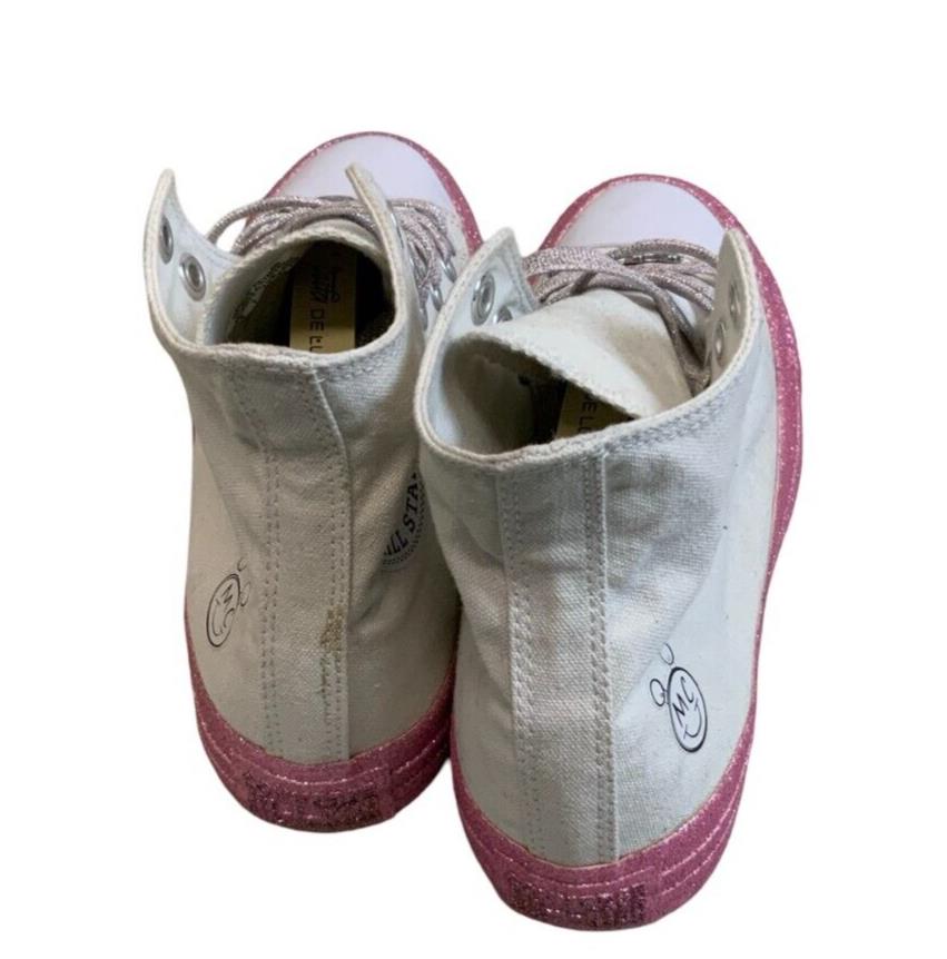 CONVERSE CHUCK TAYLOR HI TOP X MILEY CYRUS GLITTER PINK WHITE SIZE UK 5