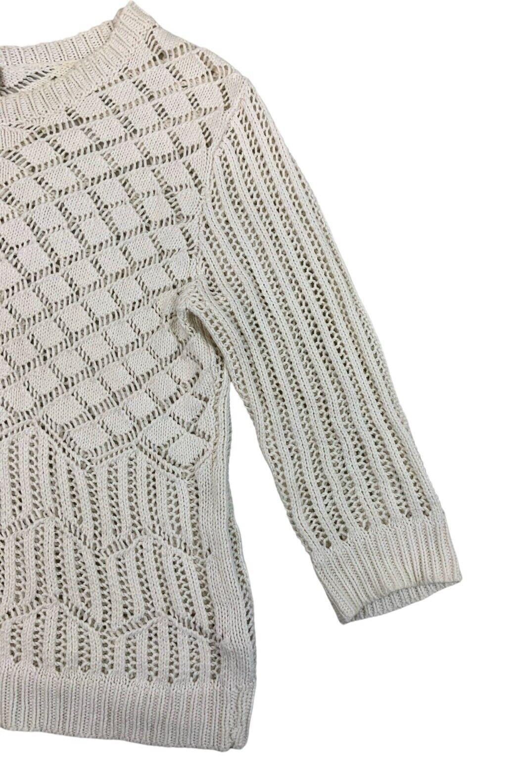 VTG Y2K DIESEL LOOSE KNIT CROCHET WHITE JUMPER SIZE M