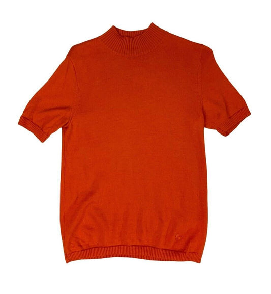 BURBERRY BRIGHT ORANGE KNITTED HIGH NECK TOP SIZE S