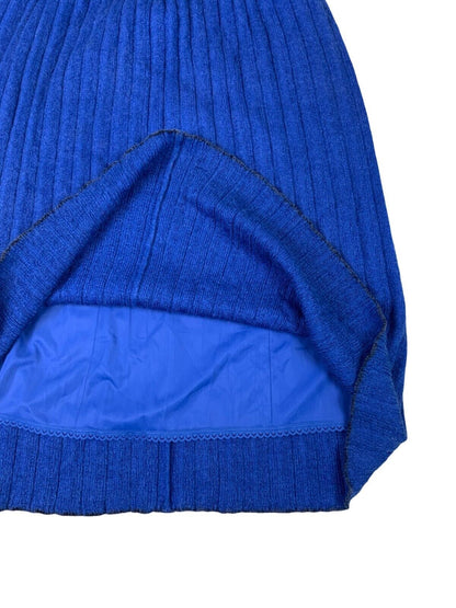 VTG LINED CHRISTIAN DIOR BLUE WOOLLEN PLEATED SKIRT SIZE S/M