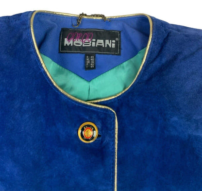 VTG 80s GIORGIO MOBIANI SUEDE BUTTON UP STAR JACKET SIZE UK 12 M L