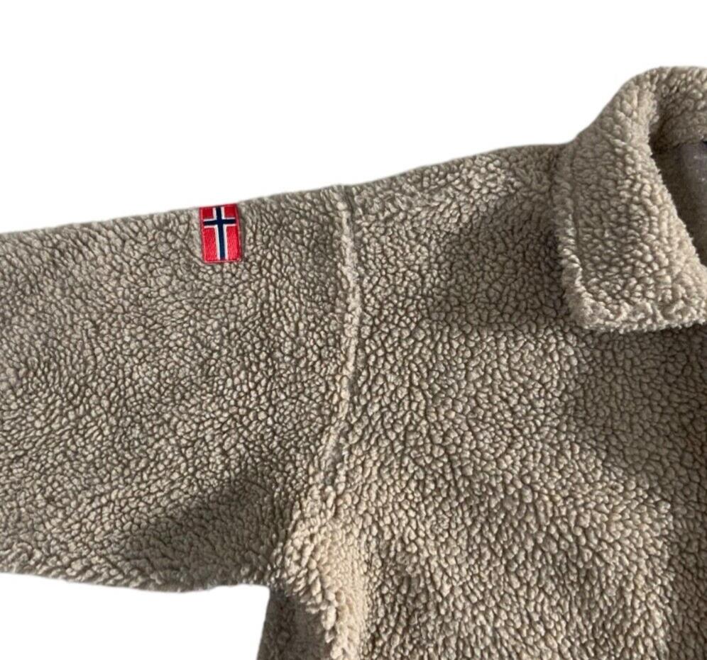 VTG 00s NAPAPIJRI BUTTON UP COLLARED BEIGE FLEECE SIZE M