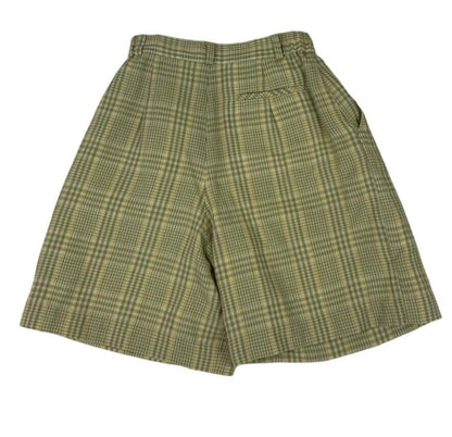 VTG BALENCIAGA SAMPLE PLEATED CHECKED GREEN GOLF SHORTS SIZE S