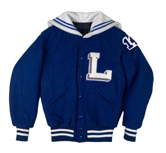 VTG Y2K USA LADIES VARSITY LETTERMAN CHEERLEADER JACKET ALICIA ROCKABILLY S 36”