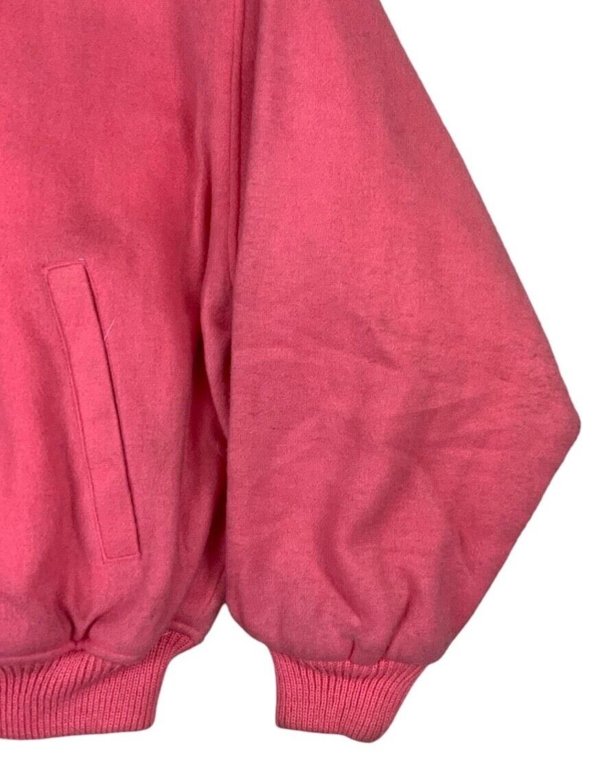VTG PINK WOOL VARSITY JACKET CHEERLEADER CRESCENT HOUR AMERICAN FOOTBALL L 42”
