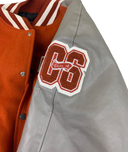 VTG USA HOLLOWAY ORANGE WOOL VARSITY JACKET QUILT LINED KYLE ROCKABILLY XL 48”