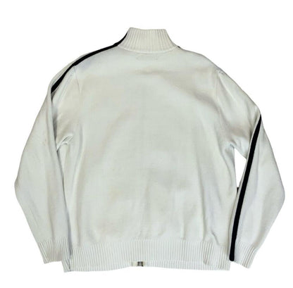 VTG 80s 90s POLO RALPH LAUREN WHITE DOUBLE ZIP UP COTTON KNIT JUMPER SIZE XL