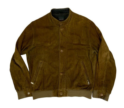 VTG 90s PIERRE CARDIN BROWN SUEDE BUTTON UP BOMBER JACKET SIZE L