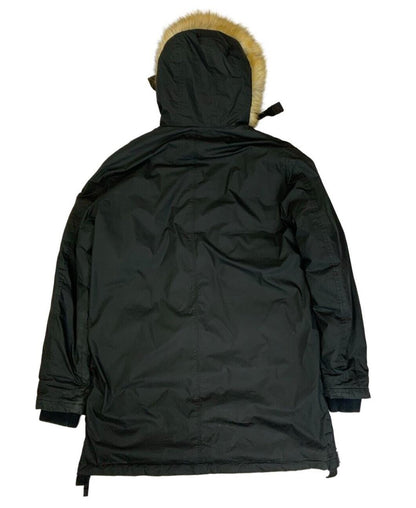 VTG Y2K 00s DIESEL BLACK FAUX FUR HOOD PARKA JACKET SIZE XL