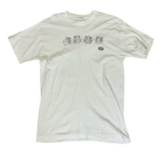 VTG 80s 90s WHITE GRAPHIC T SHIRT ESSO RARE TIGER PRINT SIZE L