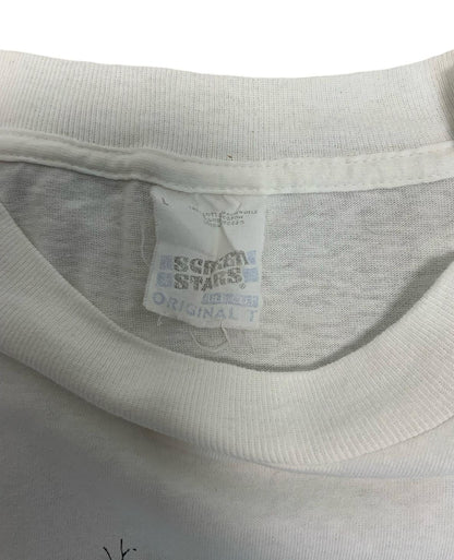 VTG 80s 90s WHITE GRAPHIC T SHIRT ESSO RARE TIGER PRINT SIZE L
