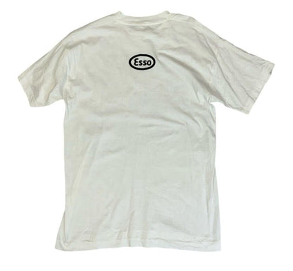VTG 80s 90s WHITE GRAPHIC T SHIRT ESSO RARE TIGER PRINT SIZE L