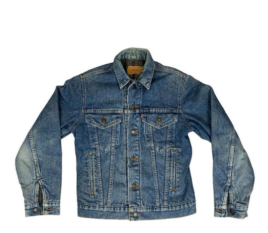VTG 80s USA BLANKET LINED LEVIS 70506 TYPE 3 TRUCKER DENIM JACKET BIKER XS 34