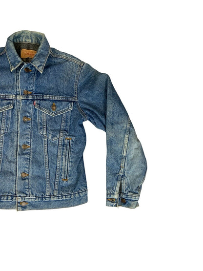 VTG 80s USA BLANKET LINED LEVIS 70506 TYPE 3 TRUCKER DENIM JACKET BIKER XS 34