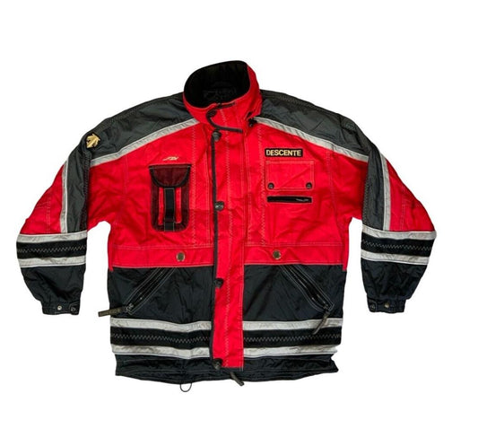 VTG 90s 00s DESCENTE RED BLACK PADDED SKI JACKET SIZE XXL