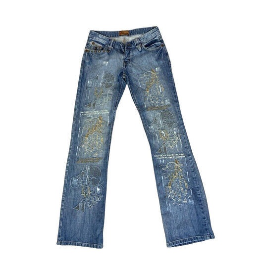 VTG 90s Y2K CHRISTIAN DIOR EMBROIDERED LIGHT BLUE BOOTCUT JEANS SIZE 30X33