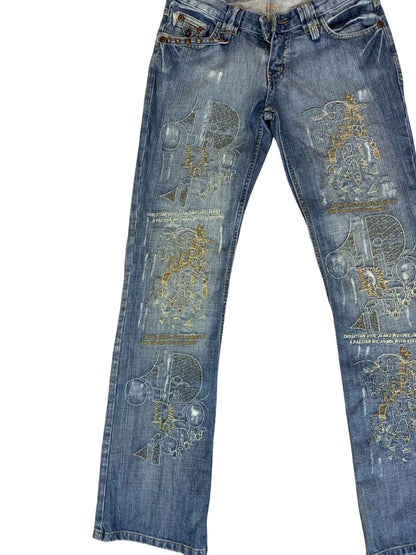 VTG 90s Y2K CHRISTIAN DIOR EMBROIDERED LIGHT BLUE BOOTCUT JEANS SIZE 30X33