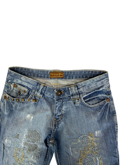 VTG 90s Y2K CHRISTIAN DIOR EMBROIDERED LIGHT BLUE BOOTCUT JEANS SIZE 30X33