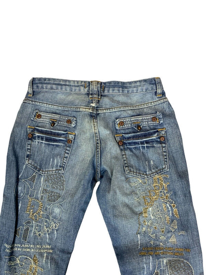 VTG 90s Y2K CHRISTIAN DIOR EMBROIDERED LIGHT BLUE BOOTCUT JEANS SIZE 30X33