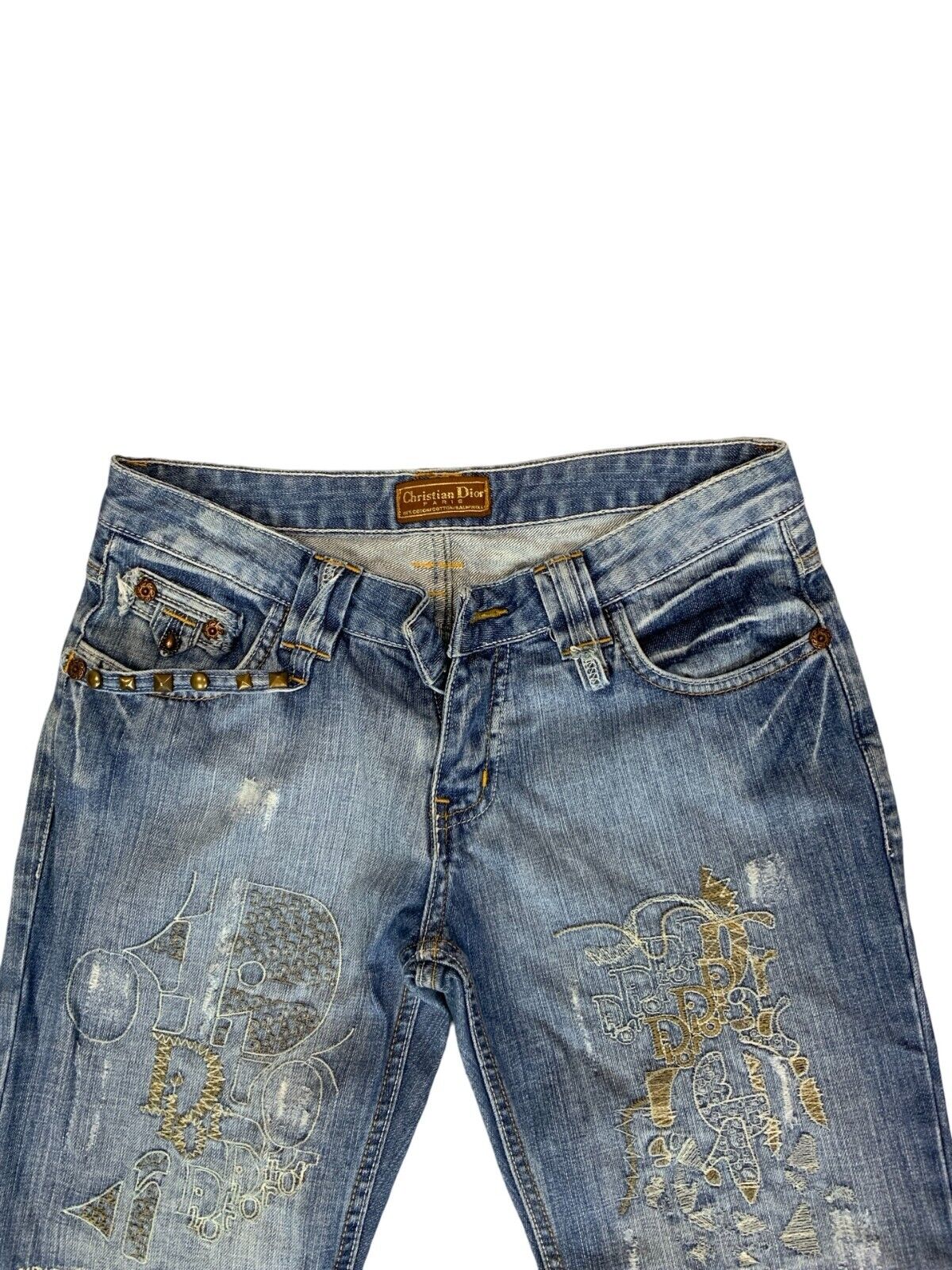 VTG 90s Y2K CHRISTIAN DIOR EMBROIDERED LIGHT BLUE BOOTCUT JEANS SIZE 30X33