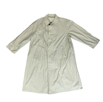 VTG 80s 90s HUGO BOSS BIEGE CREAM BUTTON UP TRENCH COAT MAC SIZE L