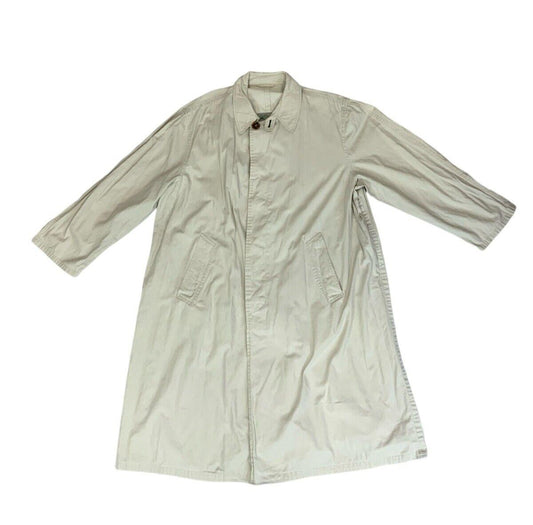 VTG 80s 90s HUGO BOSS BIEGE CREAM BUTTON UP TRENCH COAT MAC SIZE L