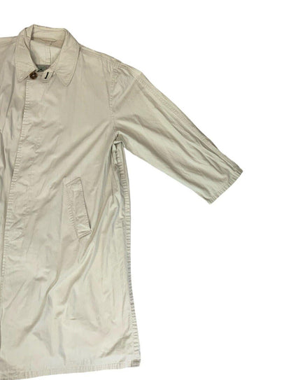 VTG 80s 90s HUGO BOSS BIEGE CREAM BUTTON UP TRENCH COAT MAC SIZE L