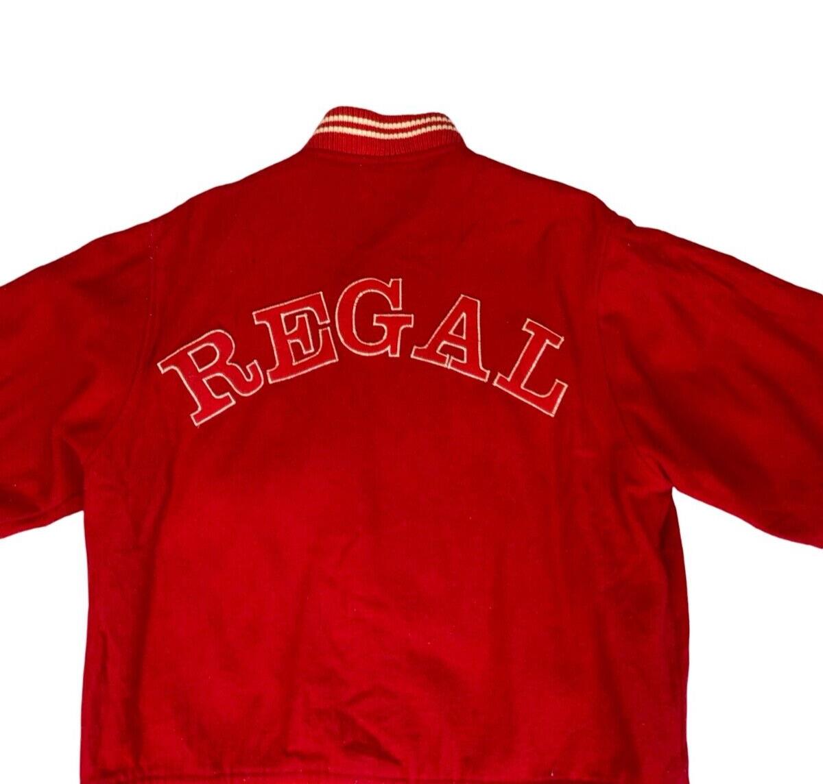 VTG 80s 90s REGAL RED WHITE EMBROIDERED PATCH USA VARSITY JACKET SIZE M