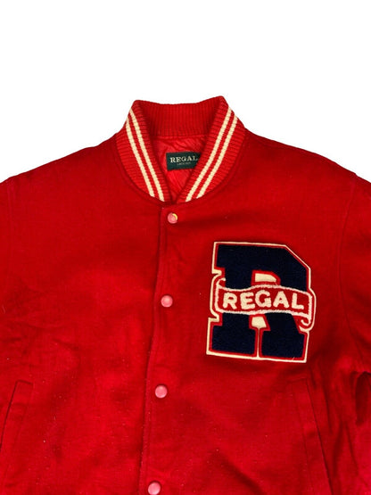 VTG 80s 90s REGAL RED WHITE EMBROIDERED PATCH USA VARSITY JACKET SIZE M