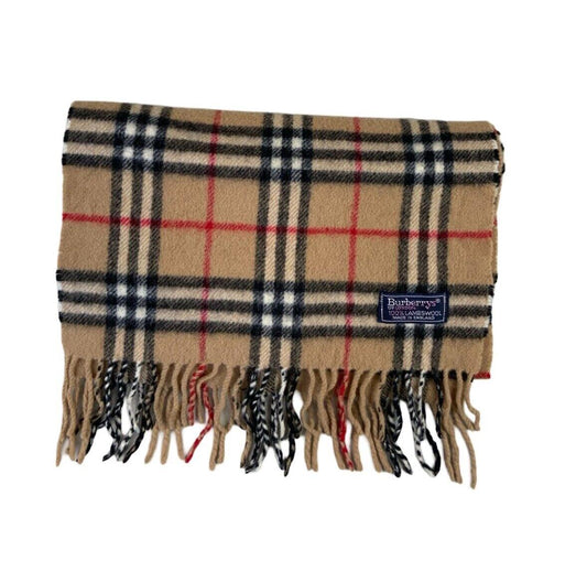 VTG 80s BURBERRYS CLASSIC NOVA CHECK LAMBSWOOL SCARF