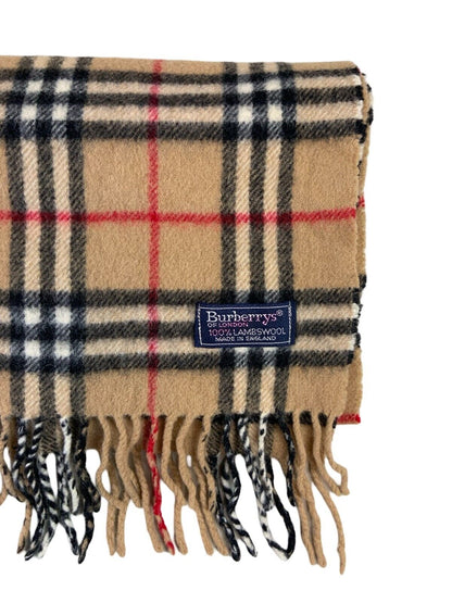 VTG 80s BURBERRYS CLASSIC NOVA CHECK LAMBSWOOL SCARF