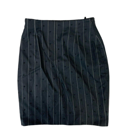 VTG 80s 90s GIANNI VERSACE BLACK WHITE PINSTRIPE HIGH WAISTED MINI SKIRT XS 6