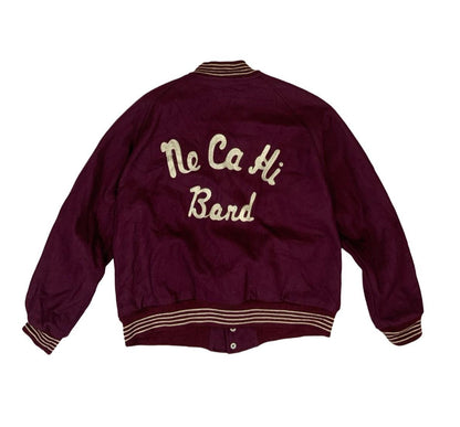 VTG 90s USA BARTACKS NCHS BAND LYNN WOOL VARSITY JACKET CHENILLE PATCH M 40”