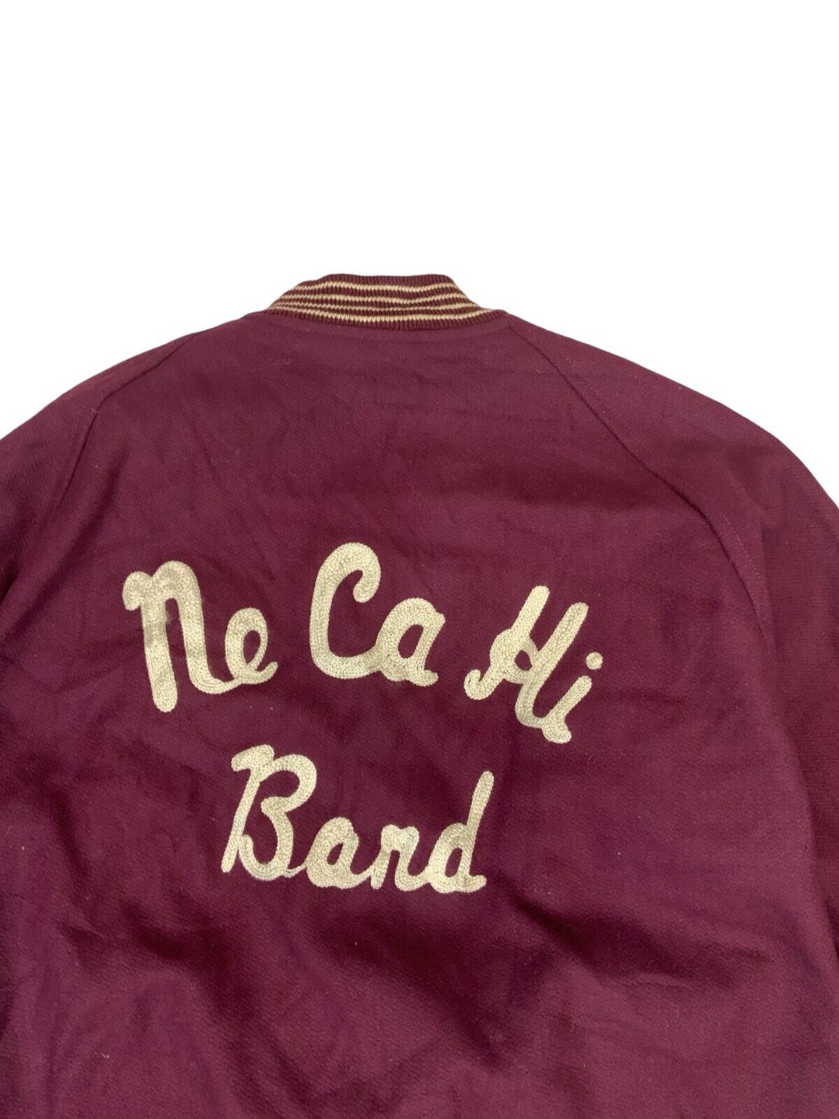 VTG 90s USA BARTACKS NCHS BAND LYNN WOOL VARSITY JACKET CHENILLE PATCH M 40”