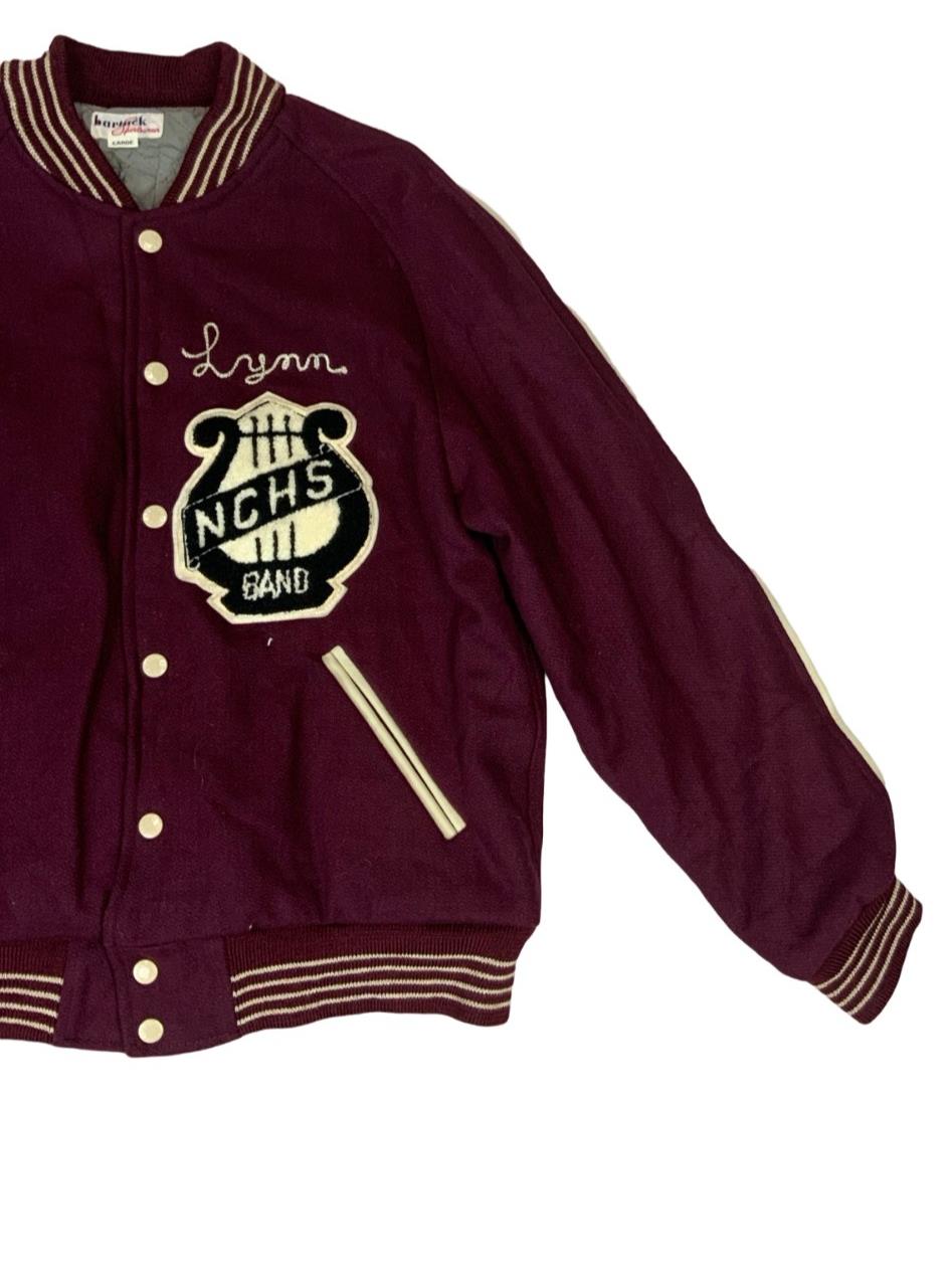 VTG 90s USA BARTACKS NCHS BAND LYNN WOOL VARSITY JACKET CHENILLE PATCH M 40”