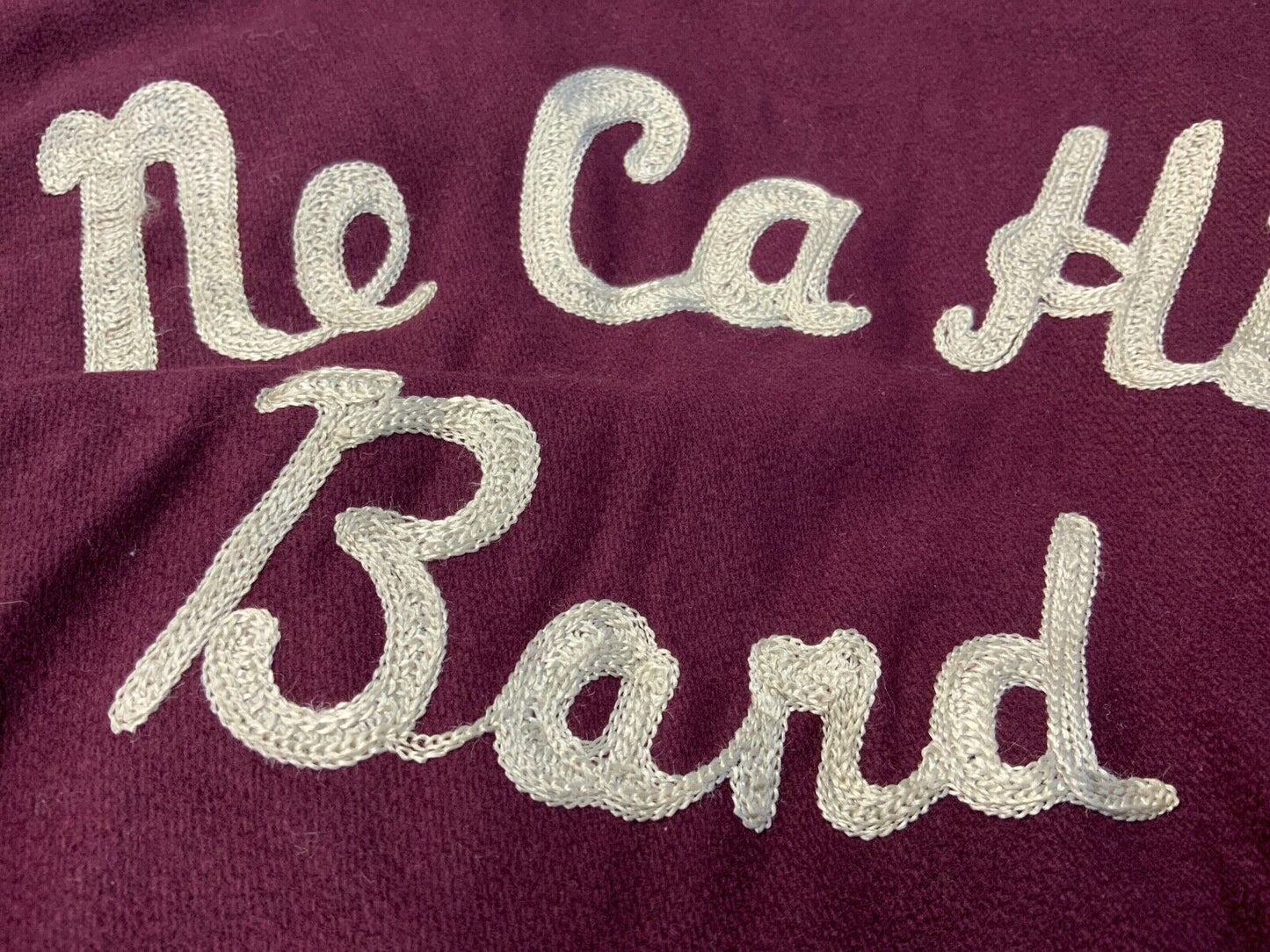 VTG 90s USA BARTACKS NCHS BAND LYNN WOOL VARSITY JACKET CHENILLE PATCH M 40”