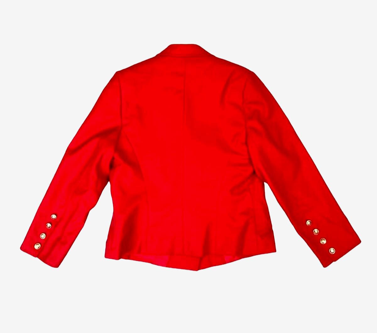 VTG 80s VALENTINO RED BLAZER FITTED GOLD BUTTON JACKET SIZE M-L 12 14 16