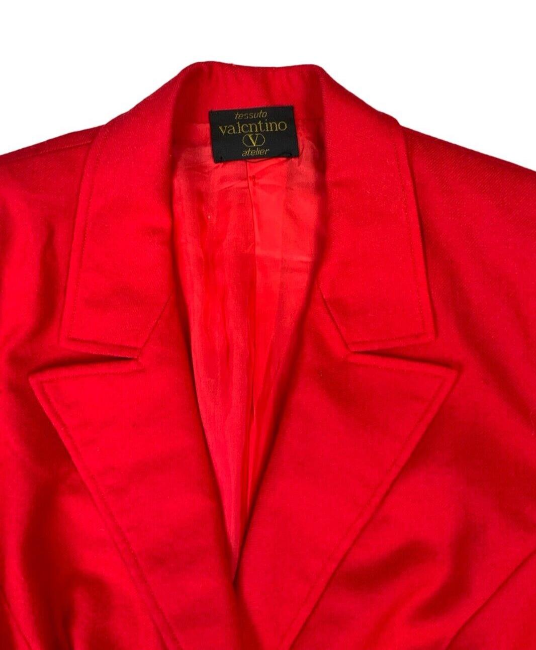 VTG 80s VALENTINO RED BLAZER FITTED GOLD BUTTON JACKET SIZE M-L 12 14 16