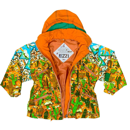 VTG 1995 RARE JAMES RIZZI CRESSON MULTICOLOUR CACTUS PADDED SKI JACKET UK 14 16
