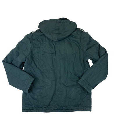 VTG MENS BLACK ALPHA INDUSTRIES FLEECE LINED COTTON PARKA COAT MILITARY XL 46”