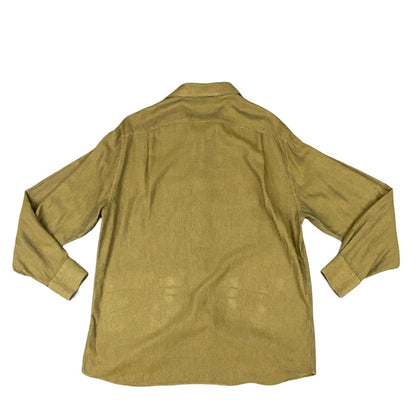 VTG 80s PIERRE BALMAIN YELLOW BROWN BLACK LONG SLEEVE BUTTON UP SHIRT SIZE XL