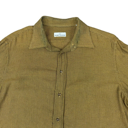 VTG 80s PIERRE BALMAIN YELLOW BROWN BLACK LONG SLEEVE BUTTON UP SHIRT SIZE XL