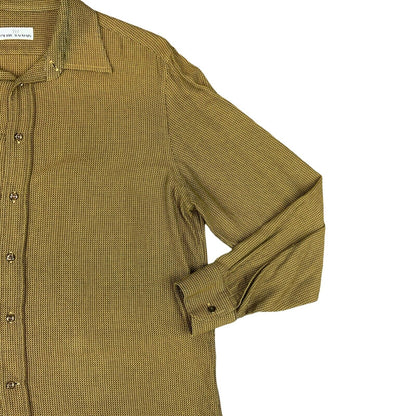 VTG 80s PIERRE BALMAIN YELLOW BROWN BLACK LONG SLEEVE BUTTON UP SHIRT SIZE XL