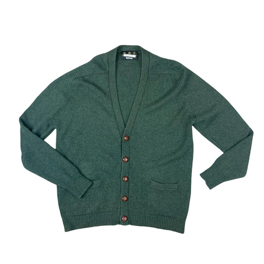 VTG 80s BARBOUR DARK GREEN BUTTON UP V NECK KNITTED CARDIGAN SIZE XL